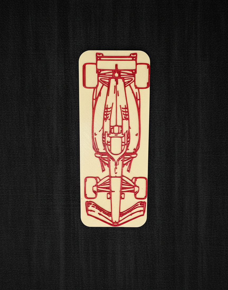 3D F1 Silhouette (7" x 2.5") Red on White