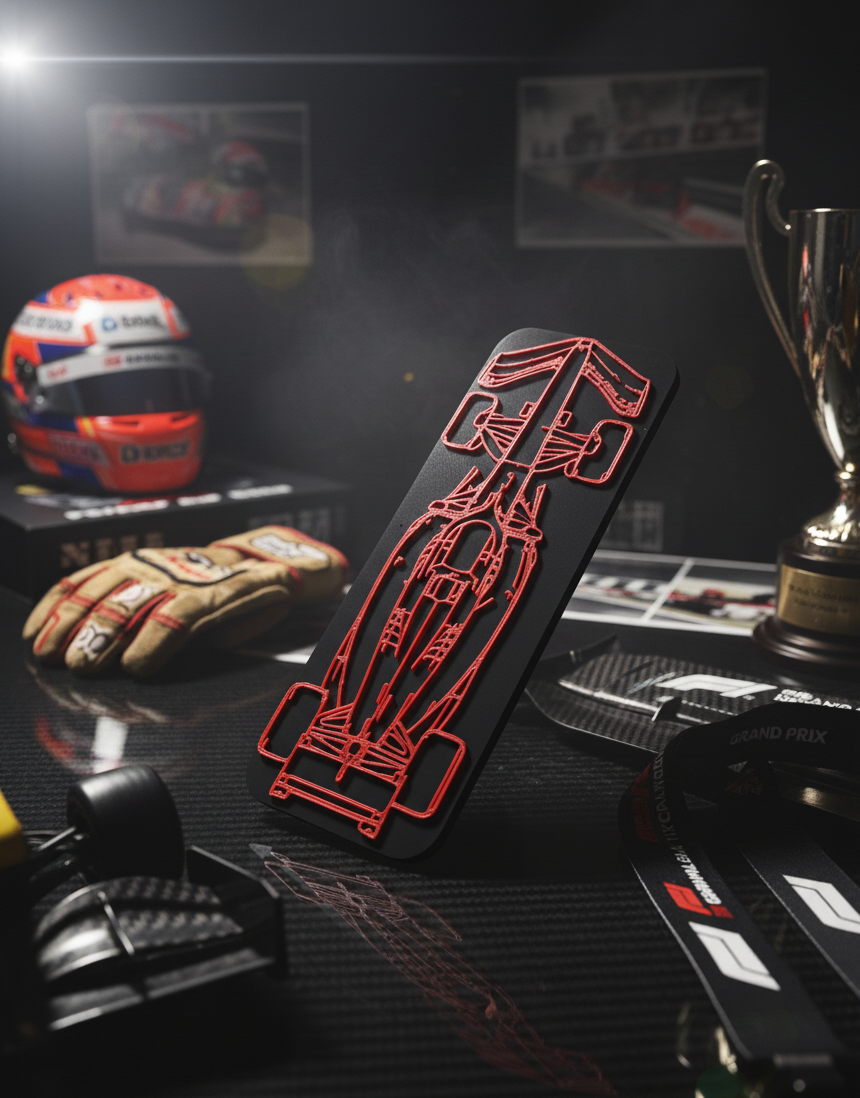 Limited Edition Turbo hybrid Silhouette (7" x 2.5") Red on Black (Numbered)